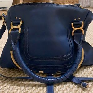 COPY - Chloe Royal Blue Pebbled Leather Medium Marcie Satchel Bag